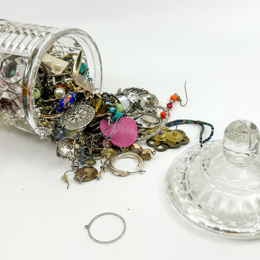Jewelry Jar Craft Lot Single Earrings  Modern to Vintage mix 12.2 oz